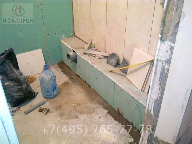 Ремонт маленькой ванной комнаты - зашили ГКЛ вл. короб канализации